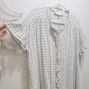 ▫️checkered plaid flutter blouse▫️